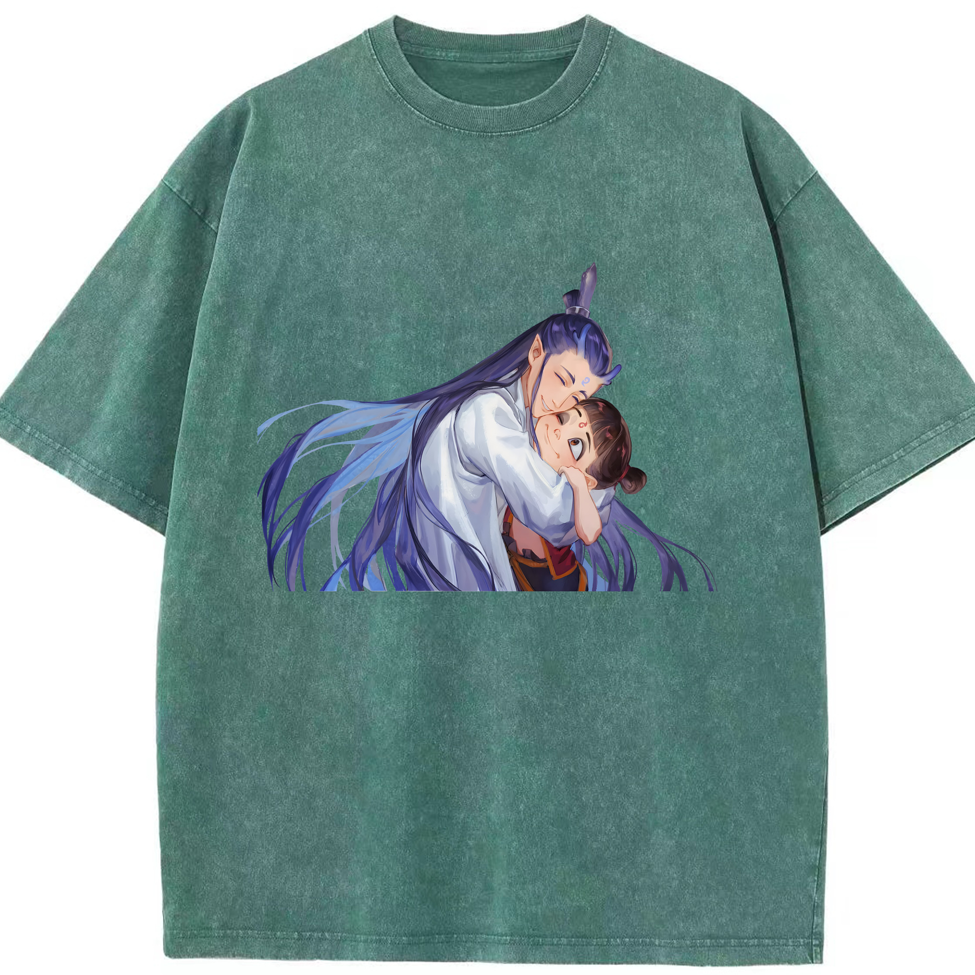 （画像用） Ne Zha 2 ナタ 魔童の大暴れ 綿100% ヴィンテージ風 半袖Tシャツ（フロントプリント）